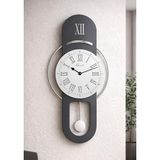 Hareketli sarkaç, Cam Yüzeyli, Metal halkalı, Dekoratif Duvar Saati - ROMA 70CM (ANTRASİT GÜMÜŞ)
