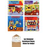 Hareketli Tren+Iş Makineleri+Makineler+Itfaiye + Okuma Sticker'ları