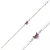 Harem Altın BR0460316 Pembe Kelebek Gümüş Kadın Bileklik