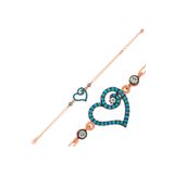 Harem Altın BR0460492 Mavi Kalpli Gümüş Kadın Bileklik