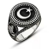 Harem Altın Gümüş Ay Yıldız Erkek Yüzük