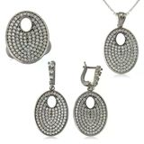 Harem Altın Gümüş Beyaz Taşlı Oval Kadın Set
