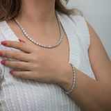Harem Altın Gümüş Beyaz Taşlı Su Yolu Kadın Set