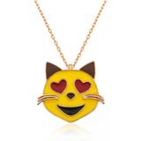 Harem Altın Gümüş Kalp Gözlü Kedi Emoji Kadın Kolye