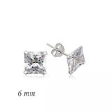 Harem Altın Gümüş Kare Tek Taş Zirkon - 6 mm. Küpe