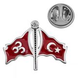 Harem Altın Gümüş Üç Hilal Türk Bayrağı Rozet