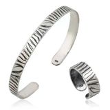 Harem Altın Gümüş Zebra Desenli Bileklik ve Yüzük Set