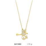 Harem Altın KLY1083 14 Ayar Altın Tektaş Taşıyan Kuş Kolye
