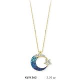 Harem Altın KLY1262 14 Ayar Altın Mavi Ayyıldız Kolye