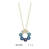 Harem Altın KLY1320 14 Ayar Altın Yedi Mavi Daire Kolye
