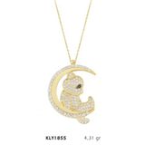 Harem Altın KLY1855 14 Ayar Altın Aya Oturan İnsan Motifli Kolye