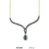 Harem Altın KLY668 14 Ayar Altın Yeşil Taşlı Otantik Kolye