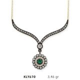 Harem Altın KLY670 14 Ayar Altın Yeşil Taşlı Otantik Kolye