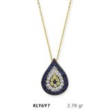 Harem Altın KLY697 14 Ayar Altın Damla Nazar Boncuğu Kolye