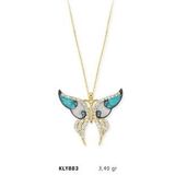 Harem Altın KLY883 14 Ayar Altın Mavi Kelebek Kolye
