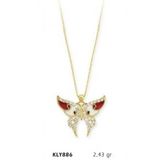 Harem Altın KLY886 14 Ayar Kırmızı Kelebek Kolye
