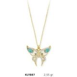 Harem Altın KLY887 14 Ayar Altın Mavi Kelebek Kolye
