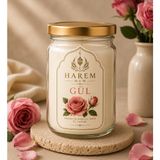 Harem Mum Gül Kokulu El Yapımı Cam Kavanoz Mum 150 G - 1 Adet