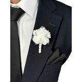 Hares Damat & Sağdıç Yaka Çiçeği Beyaz Renkli Özel Günler İçin El Yapımı Kaliteli Malzeme