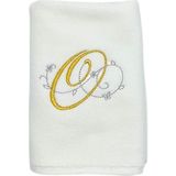 Harf Nakışlı Kadife Beyaz El Havlusu 30 x 50 cm - O - Ekru - Gold - 30 x 50 cm