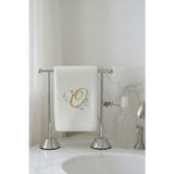 Harf Nakışlı Kadife Beyaz El Havlusu 30x50 Cm - O