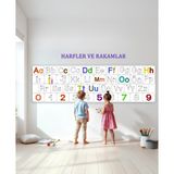 Harf ve Rakamlar Temalı Dev Boyama Kağıdı 2,5 Metre Rulo Boyama Kağıdı Çocuk Anaokulu ve Kreşler için Aktivite Çocuk Eğitici Boyama