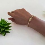 Harfe Özel 14 Ayar Altın Plakalı Kuş Motifli Hasır Kordonlu Hediye Bileklik-365