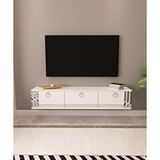 Hari 150 cm Duvara Monte Tv Sehpası Tv Ünitesi Beyaz-Gümüş Çok Renkli