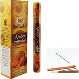 Hari Darshan Tütsü Amber Sandal&kehribar Ağaç Kokusu 20 Adet Çubuk Tütsü 1 Adet Kayık Tütsülük Hediye - Siyah