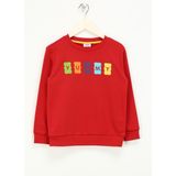 Haribo Kabartma Kız Çocuk Kırmızı Sweatshırt HRBTXT309 Haribo Çocuk Sweatshirt - 7 - 8 Yaş