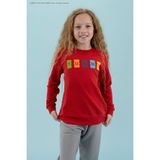 Haribo Kabartma Kız Çocuk Kırmızı Sweatshırt HRBTXT309 Haribo Çocuk Sweatshirt - 9 - 10 Yaş