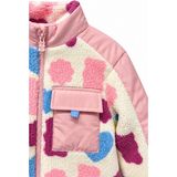 Haribo Lisanslı Kız Çocuk Dik Yaka Peluş Polar Ceket Kalp Desenli - Pembe - 2 - 3 Yaş