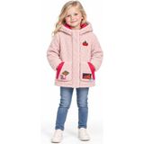 Haribo Lisanslı Kız Çocuk Kapüşonlu Peluş Polar Ceket Kiraz Işlemeli - Pudra - 9 - 10 Yaş