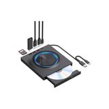Harici DVD-RW CD/DVD Sürücü – USB-C/3.0, USB Hub ve SD Kart Girişli, Slim Taşınabilir
