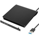 Harici DVD/CD RW Sürücü, USB 3.0, Slim Taşınabilir, Siyah | Tak ve Çalıştır, Dizüstü PC Uyumlu, DVD±RW Yazıcı, Fırçalı Metal Kasa, Güç Kaynağı Gereksiz