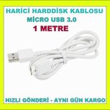 HARİCİ HARDDİSK KABLOSU MİCRO USB 3.0 HDD KABLO BEYAZ 1 METRE