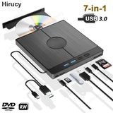 Harici USB 3.0 Type-C CD DVD Yazıcı Okuyucu RW Sürücü 7'si 1 Arada SD TF Kart Okuyucu