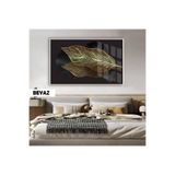 Harika bir ev |Altın Yaprak Desenli Bohem Modeli |Çerçeveli Temperli Cam Tablo Tekli Yatay,Beyaz 30 x 40