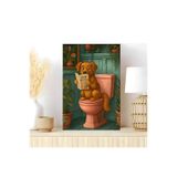 Harika bir ev Banyo Tablosu Cam Tablo Banyo İçin Tuvaletini Yapan Köpek|Bnycm,Çok Renkli 20 x 30