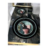 Harika bir ev |Banyo Ve Tuvalet Yuvarlak Paspası Gazete Okuyan Kedi Motifi Modern |Yvrpsps,Krem 80 x 80