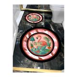 Harika bir ev |Banyo Ve Tuvalet Yuvarlak Paspası Gazete Okuyan Pembe Flamingo Motifi |Yvrpsps,Krem 80 x 80
