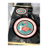 Harika bir ev |Banyo Ve Tuvalet Yuvarlak Paspası Pembe Flamingo Modern Tasarım|Yuvarlak Paspas,Krem 80 x 80