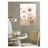 Harika bir ev |Beyaz Gelincik Çiçeği Modeli|Çerçeveli Temperli Cam Tablo Tekli Dikey,Beyaz 30 x 40