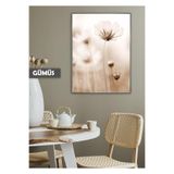Harika bir ev |Beyaz Gelincik Çiçeği Modeli|Çerçeveli Temperli Cam Tablo Tekli Dikey,Gümüş 30 x 40