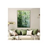 Harika bir ev |Canlı Yeşil Yapraklı Bitki Modeli Cy1 |Çerçeveli Temperli Cam Tablo Tekli Dikey,Gold 50 x 70