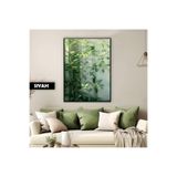 Harika bir ev |Canlı Yeşil Yapraklı Bitki Modeli Cy1 |Çerçeveli Temperli Cam Tablo Tekli Dikey,Siyah 60 x 90