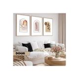 Harika bir ev Çocuk Odası Oturma Salonu-Minimalist Modern Bohem Bitki Desenler |Ahşap Çerçeveli 3Lü Mdf Ahmdf,Krem 40 x 30