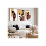 Harika bir ev Çocuk Odası Oturma Salonu-Minimalist Modern Bohem Canlı Renk Soyut 03 |Ahşap Çerçeveli 3Lü Mdf Ahmdf,Krem 40 x 30