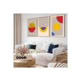 Harika bir ev Çocuk Odası Oturma Salonu-Minimalist Modern Bohem Canlı Renk Soyut 03 |Ahşap Çerçeveli 3Lü Mdf Ahmdf,Krem 60 x 40
