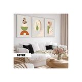 Harika bir ev Çocuk Odası Oturma Salonu-Minimalist Modern Bohem Kedi Detaylı |Ahşap Çerçeveli 3Lü Mdf Ahmdf,Beyaz 30 x 21
